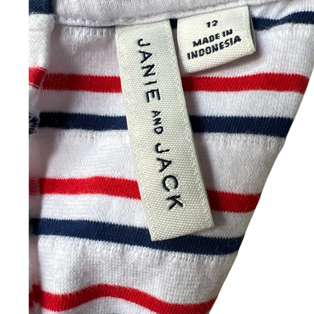 Janie and Jack Americana Girls Striped Romper Size 12 - Picture 3 of 3